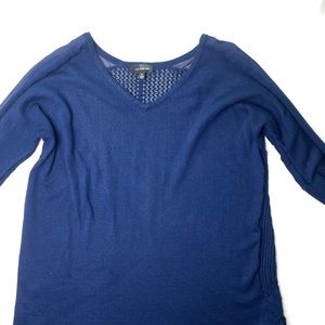 The Limited Navy Blue Sweater Open Knit Back Open Stitch Shoulder Medium